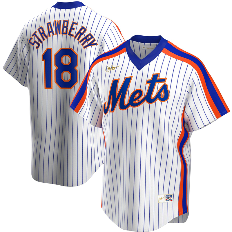 2020 MLB Men New York Mets #18 Darryl Strawberry Nike White Home Cooperstown Collection Player Jersey 1